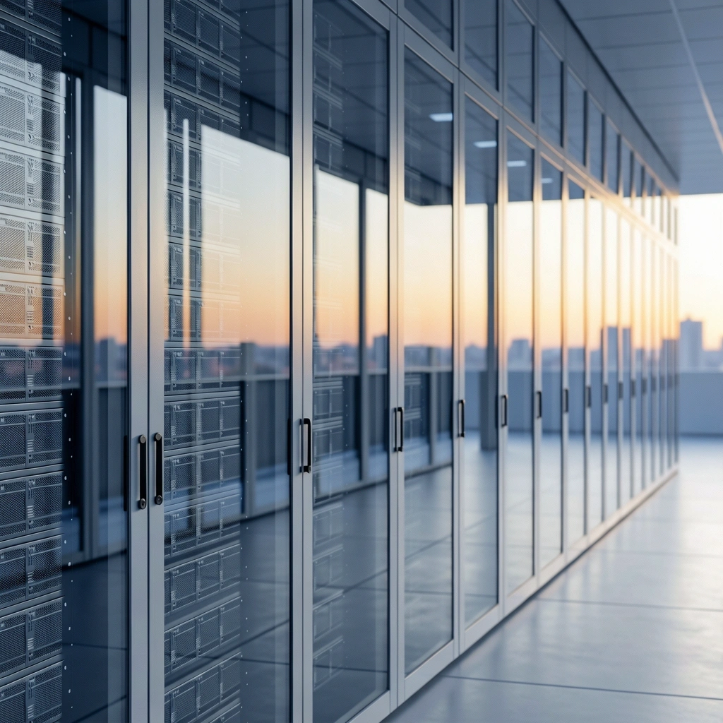 Server room representing banking data integrity